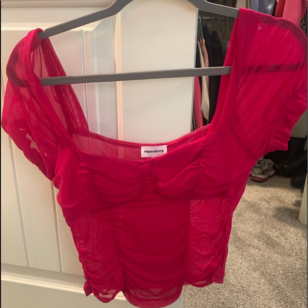 Superdown sheer magenta top
